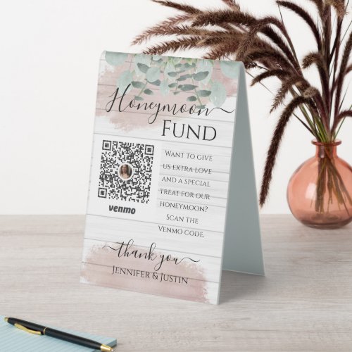 Dusty Rose Wedding Colors Reception Venmo Code Table Tent Sign