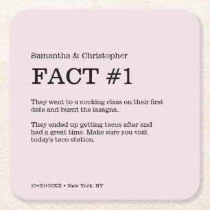 Dusty Rose Wedding Custom Fun Fact  Square Paper Coaster