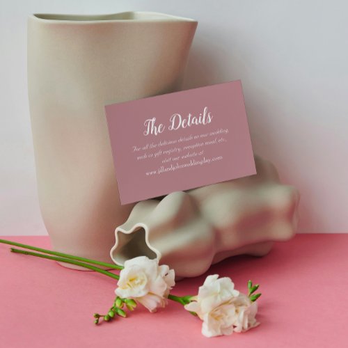 Dusty Rose Wedding Details Enclosure Card