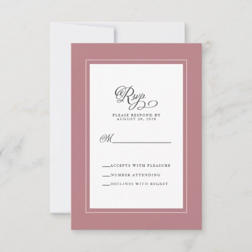 Dusty Rose Wedding Elegant Calligraphy Enclosure RSVP Card