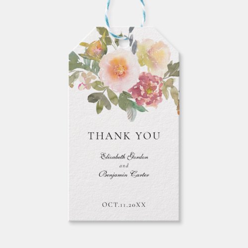 Dusty Rose Wedding Elegant Floral Script Thank you Gift Tags