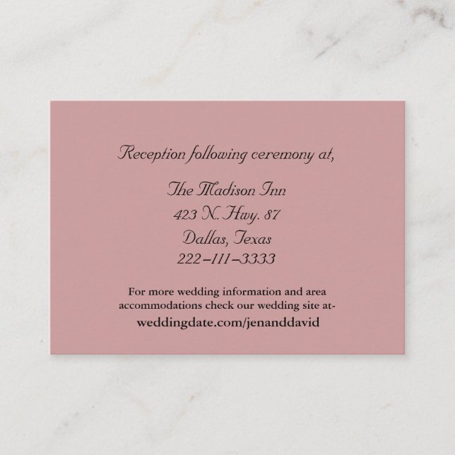 Dusty Rose Wedding enclosure cards (Front)