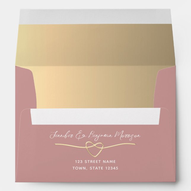 Dusty Rose Wedding Envelope with Return Address (Back (Bottom))