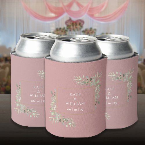 Dusty Rose Wedding Greenery Foliage Can Cooler