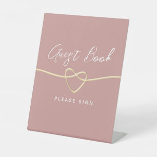 Dusty Rose Wedding Guest Book  Pedestal Sign