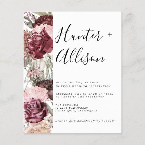 Dusty Rose Wedding Invitation 