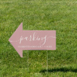 Dusty Rose Wedding Parking This Way Arrow Sign