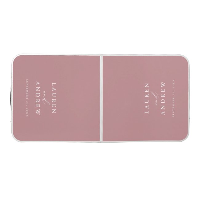 Dusty Rose Wedding Personalized Beer Pong Table (Top)