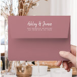 Dusty Rose Wedding Return Address Envelope<br><div class="desc">Chic, modern and simple wedding return address envelope with your names in white elegant handwritten script calligraphy on a dusty rose background. Simply add your names and address. Exclusively designed for you by Happy Dolphin Studio. This beautiful wedding envelope is part of the 'dusty rose floral' wedding collection in our...</div>
