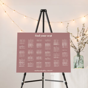 Dusty Rose Wedding Seating Chart Alphabetical Foam Board