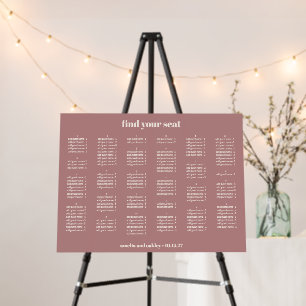 Dusty Rose Wedding Seating Chart Alphabetical Foam Board