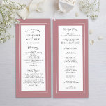 Dusty Rose Wedding Service Ceremony Elegant Program<br><div class="desc">Dusty Rose wedding program design features a beautiful chic border in dusty rose that includes an elegant petite white border. Personalize wedding ceremony details for your guests in chic charcoal gray calligraphy lettering and script set on a white background. The back of the card matches with Dusty Rose on crisp...</div>