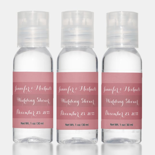 Dusty Rose Wedding Shower, Anniversary Party Hand Sanitizer (Set)