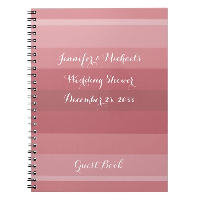 Dusty Rose Wedding Shower Anniversary Party Notebook (Front)