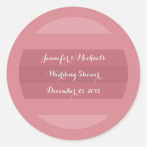 Dusty Rose Wedding Shower or Anniversary Party Classic Round Sticker