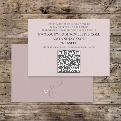 Dusty Rose Wedding Simple Minimal QR Code Website Enclosure Card