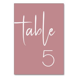 Dusty Rose Wedding Table Number