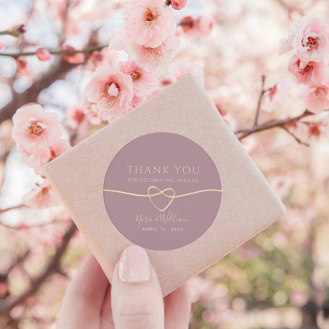 Dusty Rose Wedding Thank You Favor Classic Round Sticker (Creator Uploaded)