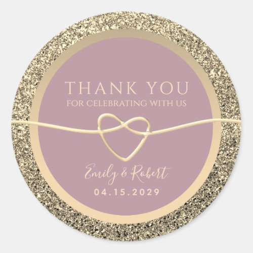 Dusty Rose Wedding Thank You Favor Classic Round Sticker
