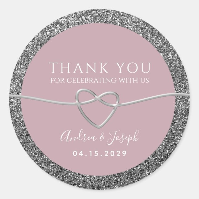 Dusty Rose Wedding Thank You Favor Classic Round Sticker (Front)