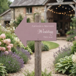 Dusty Rose Wedding this way arrow minimal Sign
