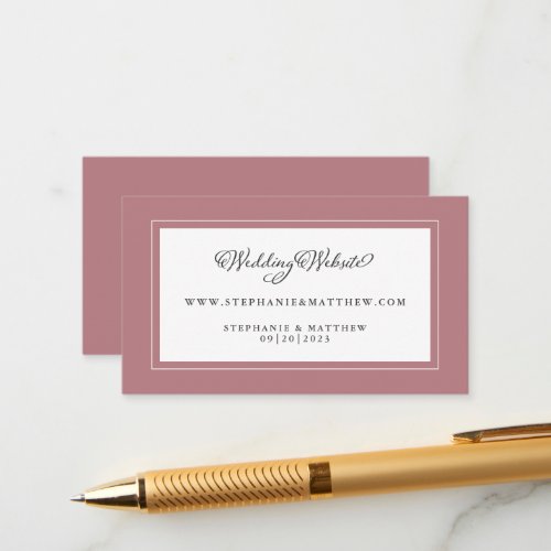 Dusty Rose Wedding Website Modern Chic Borders Enclosure Card