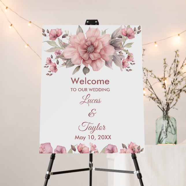 Dusty Rose Wedding Welcome Sign (In Situ (Stand))
