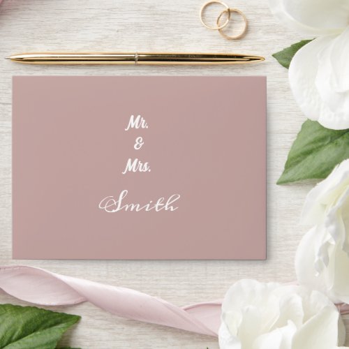Dusty Rose Weddings Monograms Name Simple Elegant Envelope