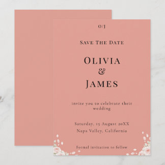 Dusty Rose Whispered Petals Minimalist Elegant Save The Date