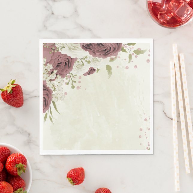 dusty rose white flowers  napkins (Insitu)