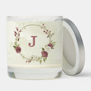 dusty rose white flowers wedding scented candle
