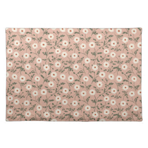 Dusty Rose White Modern Farmhouse Daisy Pattern Cloth Placemat