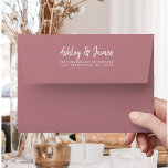 Dusty Rose White Script Wedding Return Address Envelope<br><div class="desc">The Dusty Rose White Script Return Address design features elegant white lettering on a soft dusty rose envelope. Perfect for weddings, bridal showers, or romantic celebrations, this envelope adds a warm, polished touch to your invitation suite. The modern script and serif typography create a timeless look, while the muted rose...</div>