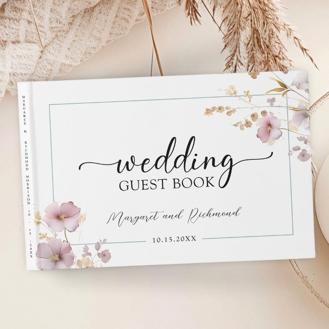 Dusty Rose Wildflower Floral Wedding Guest Book (Creator Uploaded)