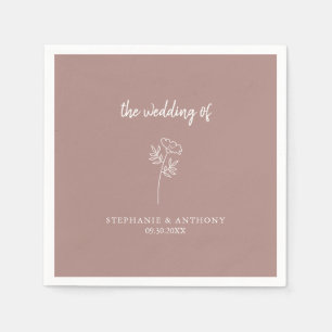 Dusty Rose Wildflower Wedding Napkins