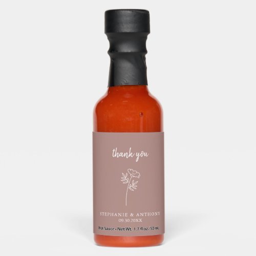 Dusty Rose Wildflower Wedding Thank You Hot Sauces