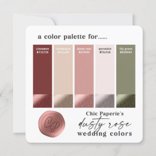 Wedding Color Palette Card with Hex Color Codes, Zazzle