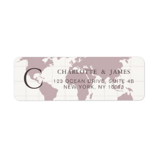 Dusty Rose World Map Destination Wedding Custom Label