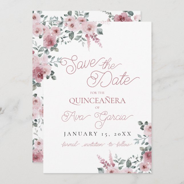 Dusty Rose Xv Save the Date (Front/Back)
