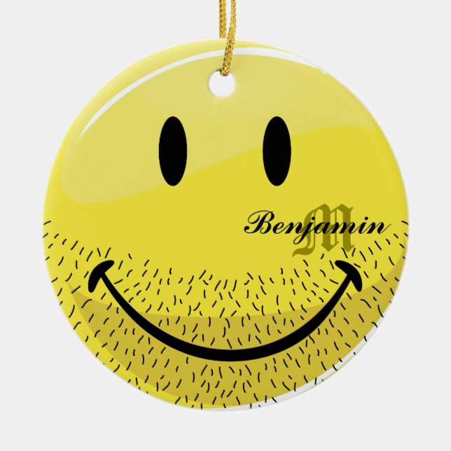 Dusty Ruff Bearded Face Ceramic Ornament (Front)