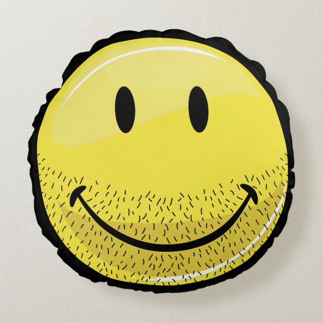Dusty Ruff Bearded Face Round Pillow (Front)