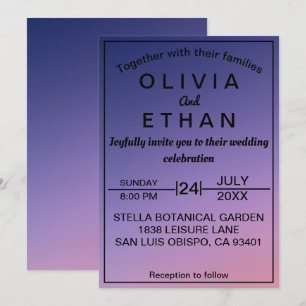 Dusty rustic purple elegant Wedding Invitation