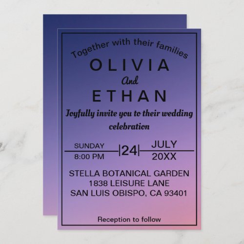 Dusty rustic purple elegant Wedding Invitation