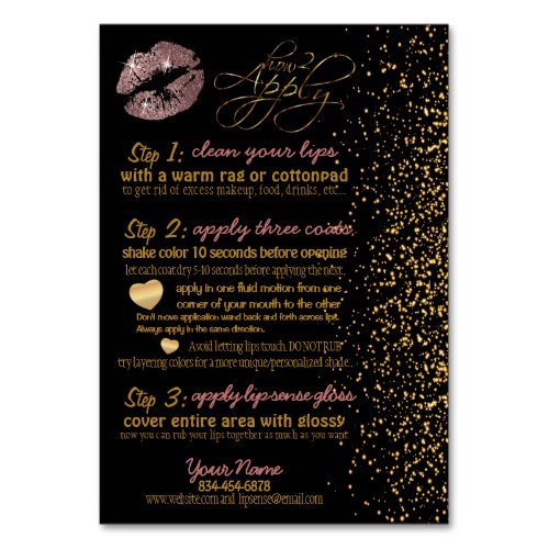 Dusty Rusty Glitter Lip Color Instructions Table Number