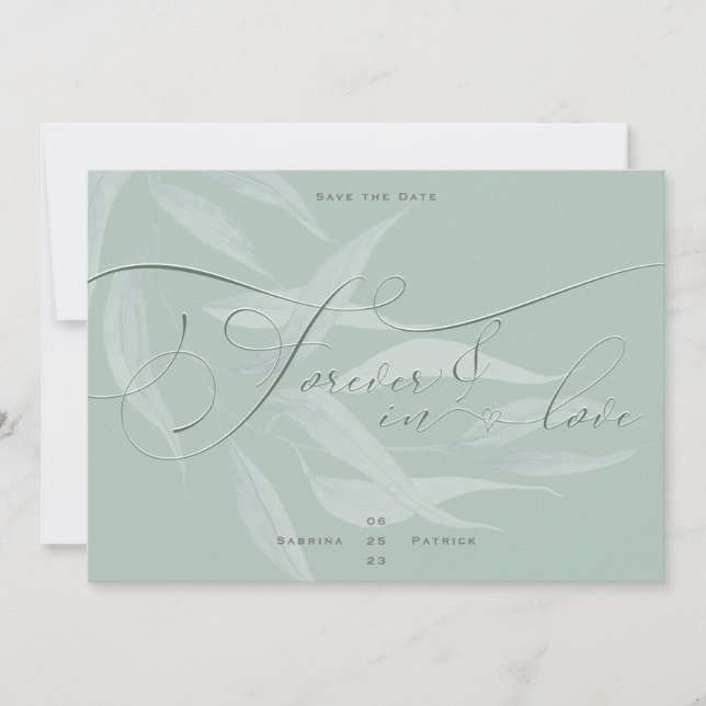 Dusty Sage Anemone Foliage Forever in Love Save The Date (Front)