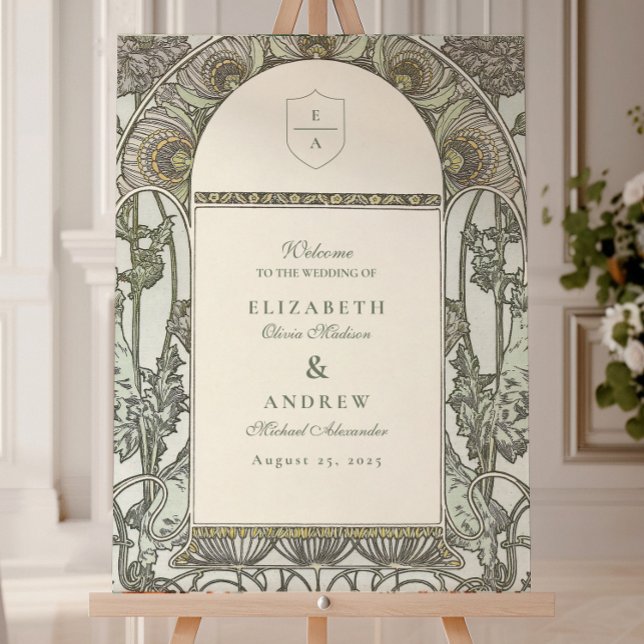 Dusty Sage Art Nouveau wedding Foam Board (Creator Uploaded)