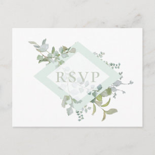 Dusty Sage Botanical Wedding RSVP Song Request Invitation Postcard