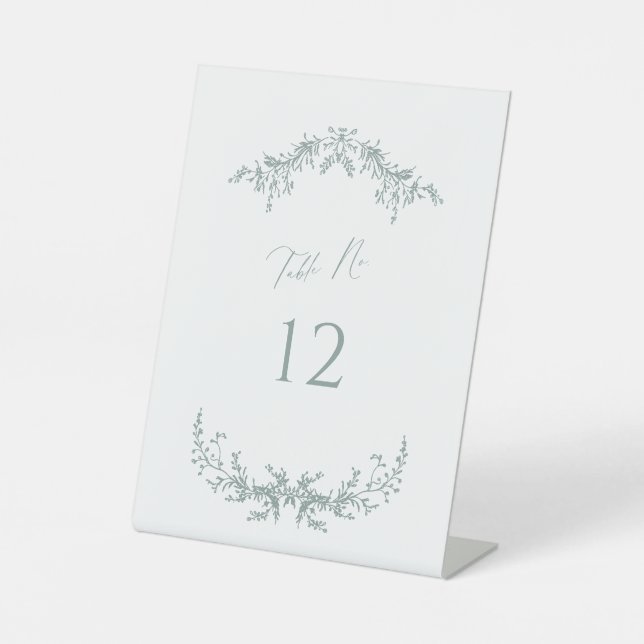 Dusty Sage Cottage Table Number Pedestal Sign (Front)