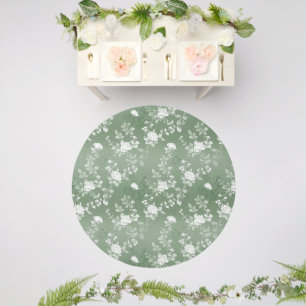 Dusty Sage Floral Green Flower Greenery Pattern Outdoor Rug