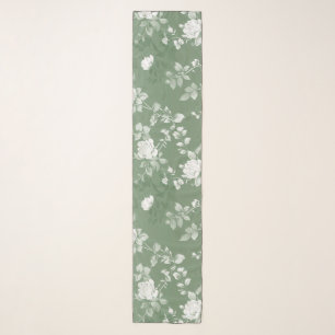 Dusty Sage Floral Green Flower Greenery Pattern Scarf